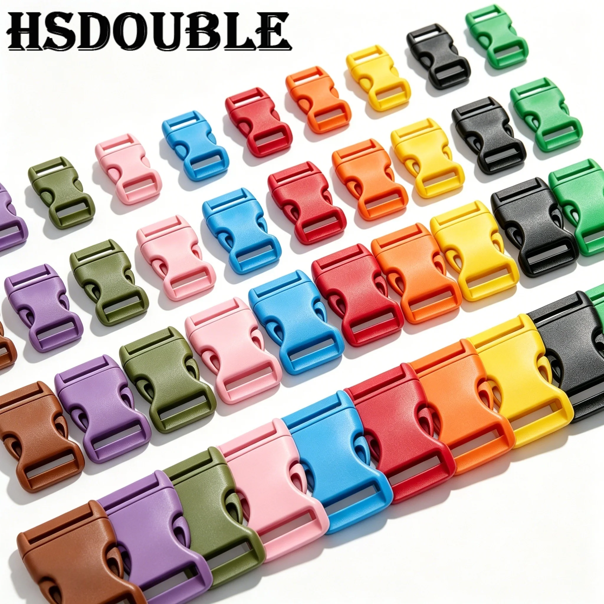 

13-100Pcs HSDOUBLE Multicolor Plastic Side Release Buckles 3/8"-1" for Pet Collars Backpack DIY