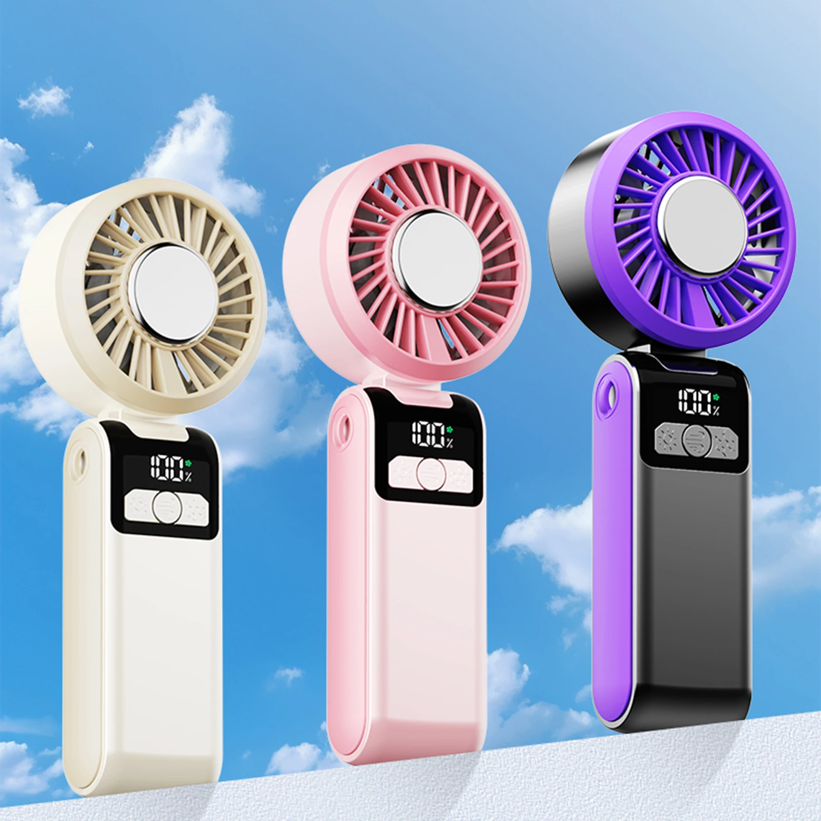 

Handheld Refrigeration Fan Digital Display USB Rechargeable 100-speed Handheld Fan Accessories Accessories