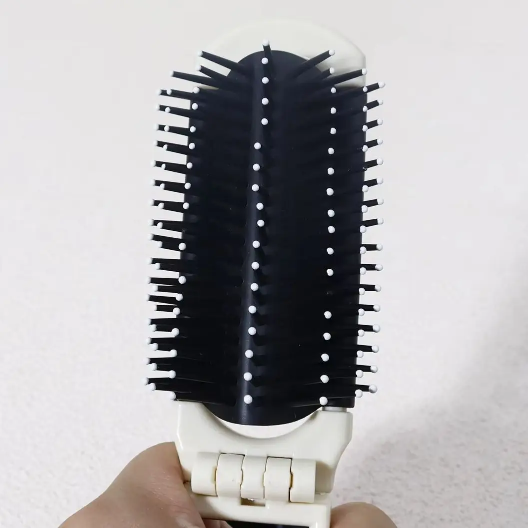 1pc portable folding comb with mirror and snack and beverage pattern design, air cushion combing brush,Special for real hair wig