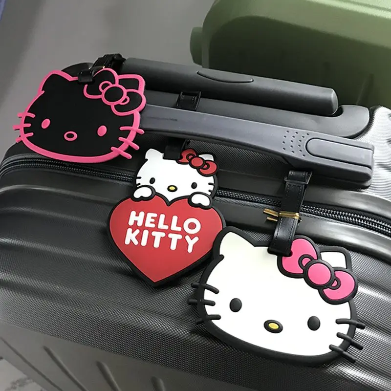 Sanrio Kawaii Hello Kitty Luggage Tag Cartoon Cute Travel Essentials Suitcase Anti-lost Consignment Card Anime Student Bag Tag