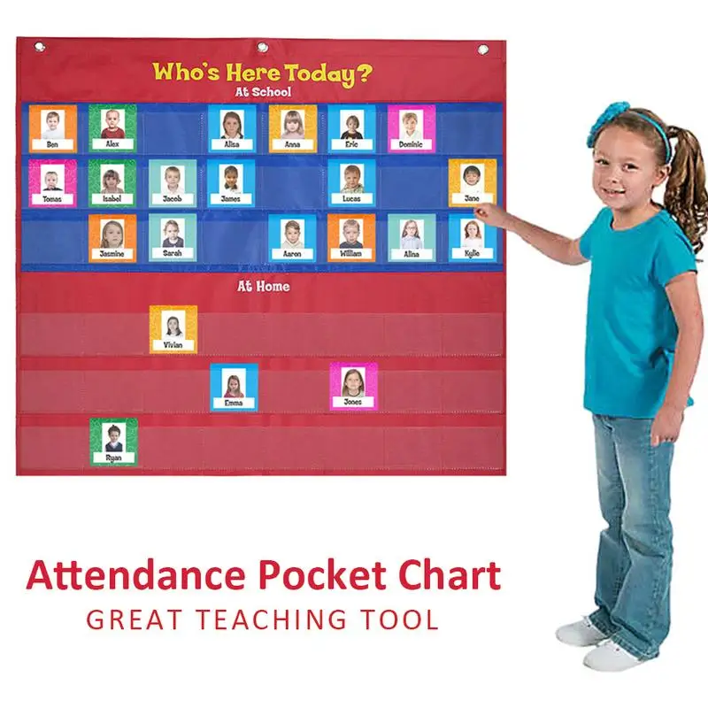 Gráfico de bolso para atendimento em sala de aula escolar com 72 cartões coloridos, acessórios para professores para gerenciamento em sala de aula