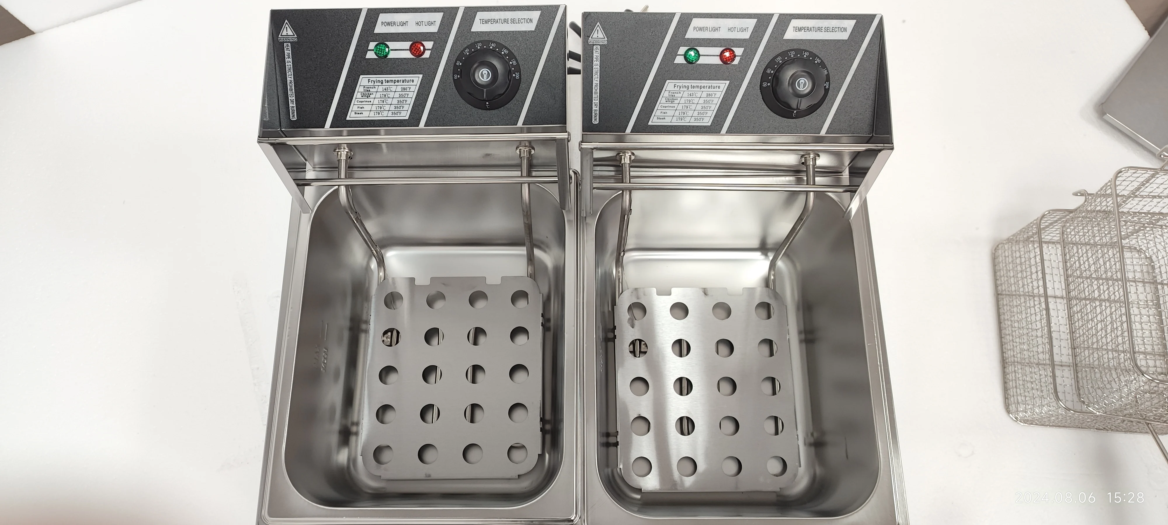 Steel 220V Chip Frying Machine Restaurant Equipment Potato Chips Fryer &Commercial 6L+6L Electric Fryer Stainless view 3