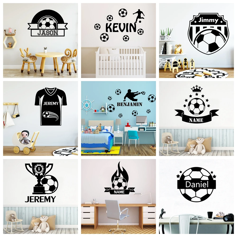 

1 pc pretty football or soccer customize name Sticker Waterproof Vinyl Wallpaper Home Decor For Kids Rooms Decoration Art Decal