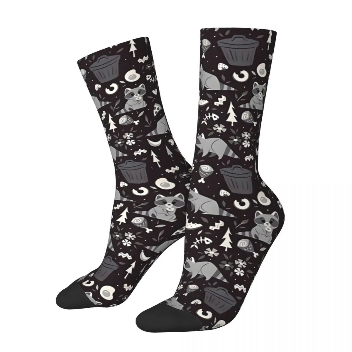 Hip Hop Vintage Racoon Trash Crazy Men's Socks Unisex Raccoon Harajuku Pattern Printed Funny Crew Sock Boys Gift