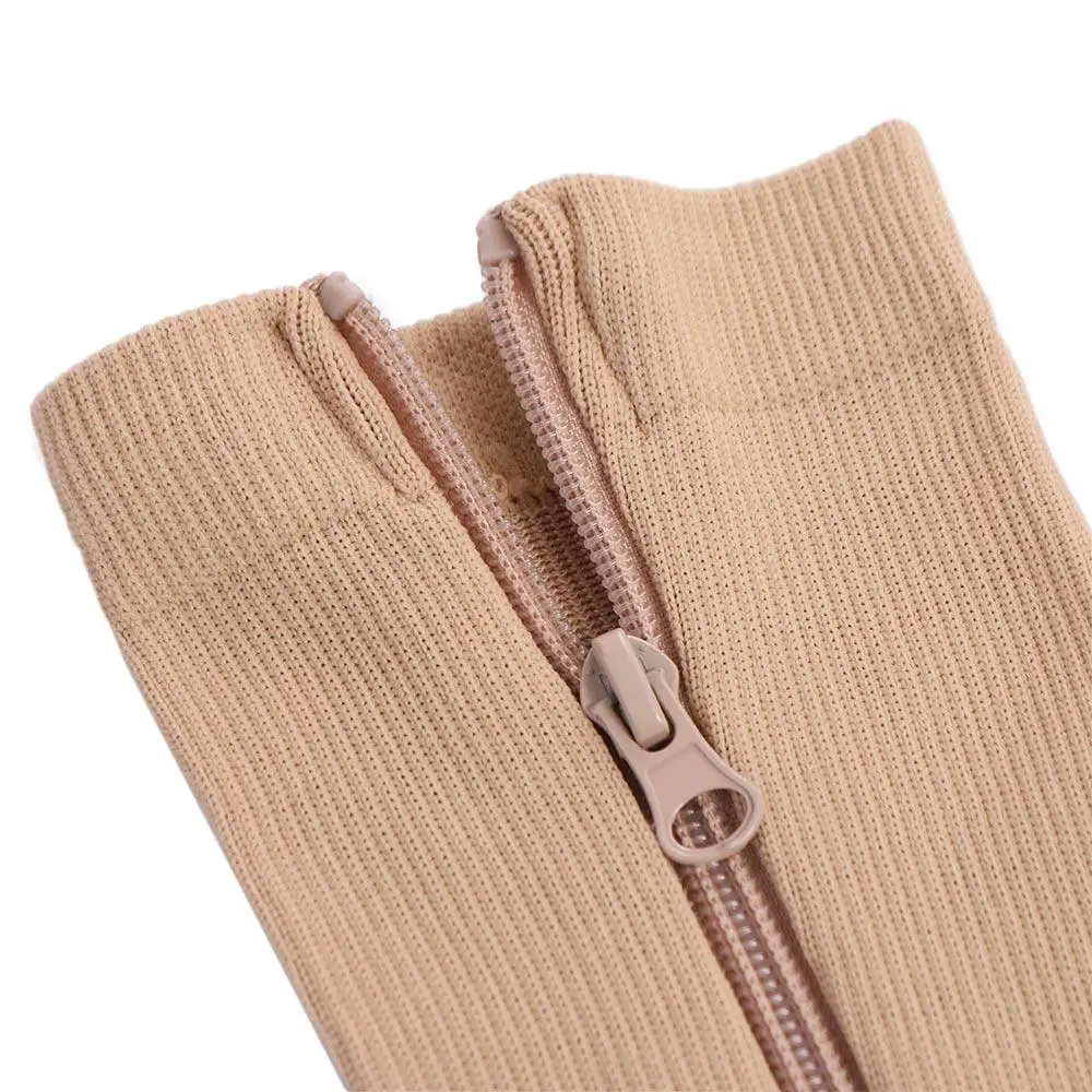 Calzini con cerniera a compressione in nylon Colore della pelle Calze per vene varicose Calzini elasticizzati al polpaccio Punta chiusa