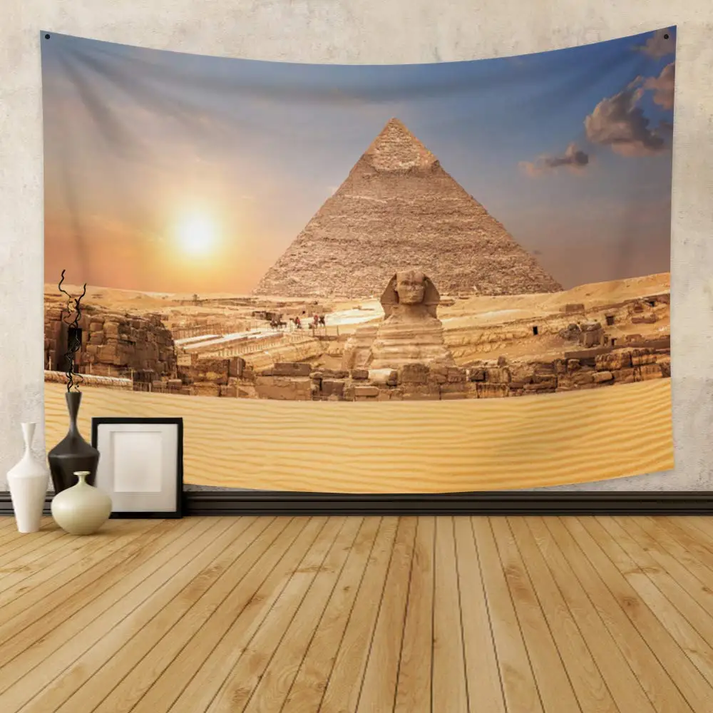 Ancient Egyptian Tapestry Desert Pyramid Sphinx Historic Sites Tapestry Art Wall Hanging Decor for Living Room Bedroom Home Room