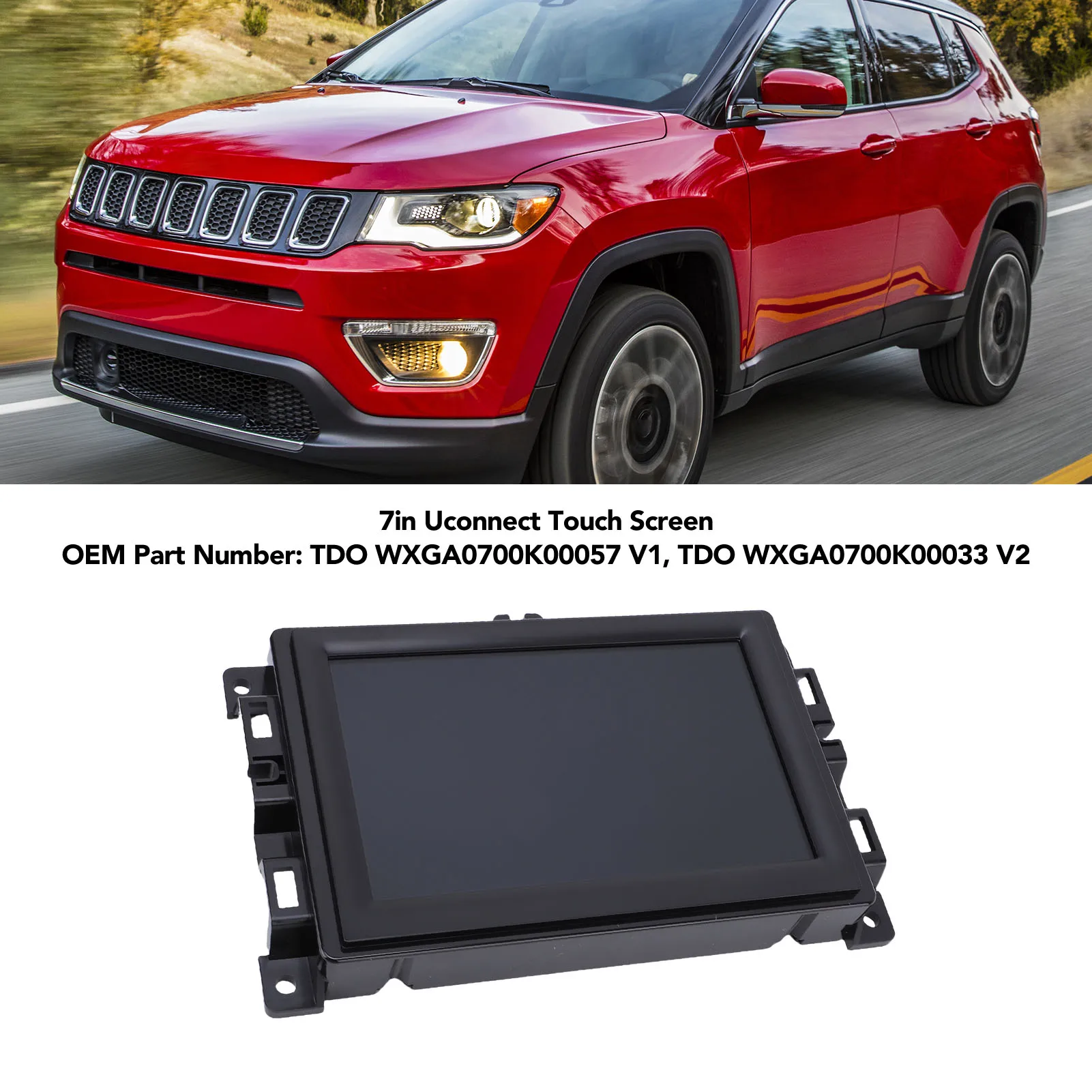 

7-дюймовый сенсорный экран для Uconnect с кронштейном TDO WXGA0700K00033 V2 ЖК-дисплей Радионавигационная система
