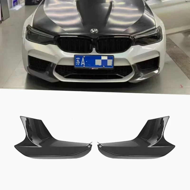 

For BMW series M5 F90 2017-2020 Bright Black wrap angle Car Front Bumper glossy black Splitter Corner Trim Cover Front Chin