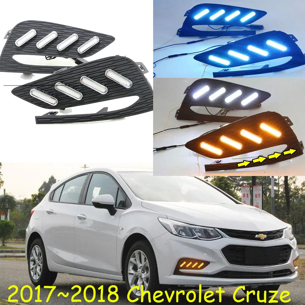 Car Bumper headlight for Chevrolet Cruze daytime light 2017~2018y car accessories LED DRL headlamp for Cruze fog light