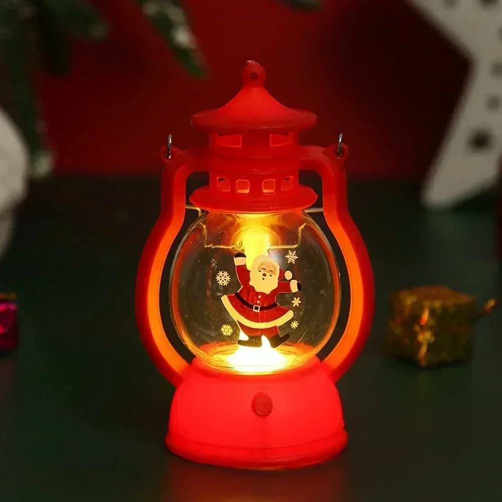 Christmas Themed LED Night Light Lantern With Portable Battery Powered Design Featuring Santa And Snowman For Indoor Festive Use