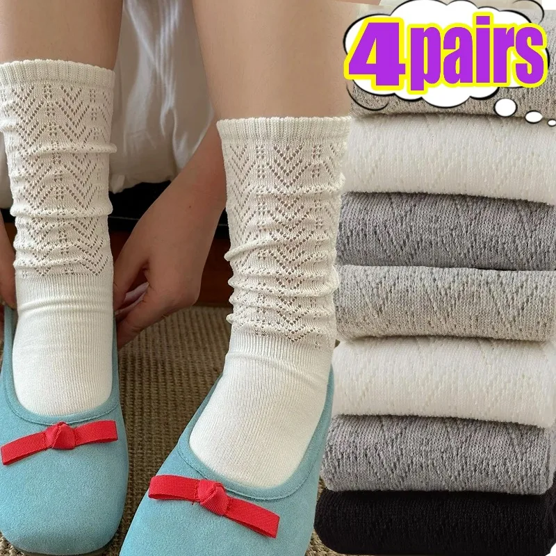 1-4-pares-meias-de-malha-oca-para-mulheres-outono-inverno-emenda-algodao-meias-de-tubo-medio-malha-confortavel-branco-preto-cinza-meias