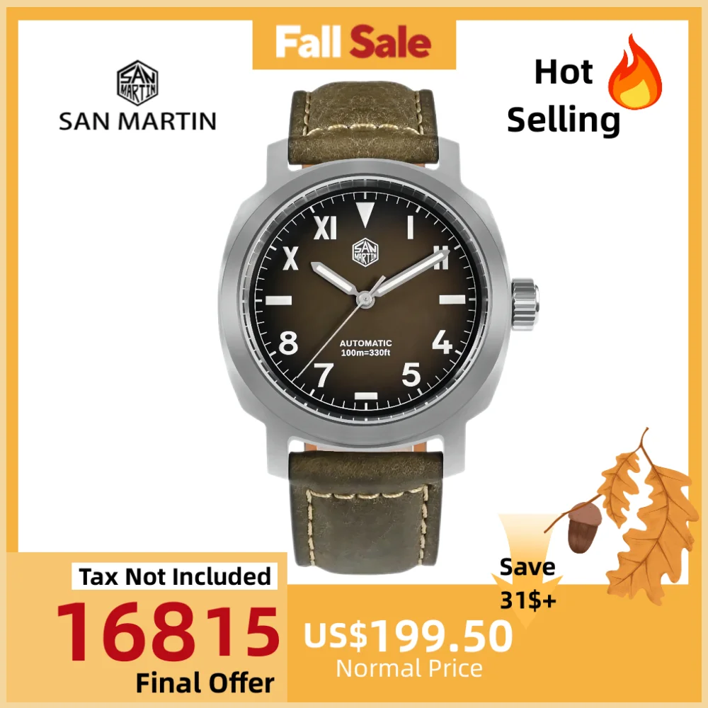 

San Martin Watch Men Wrist Mechanical Automatico Wristwatches 40mm YN55 Vintage Luminous 10Bar Relogios Masculino часы SN0065-1