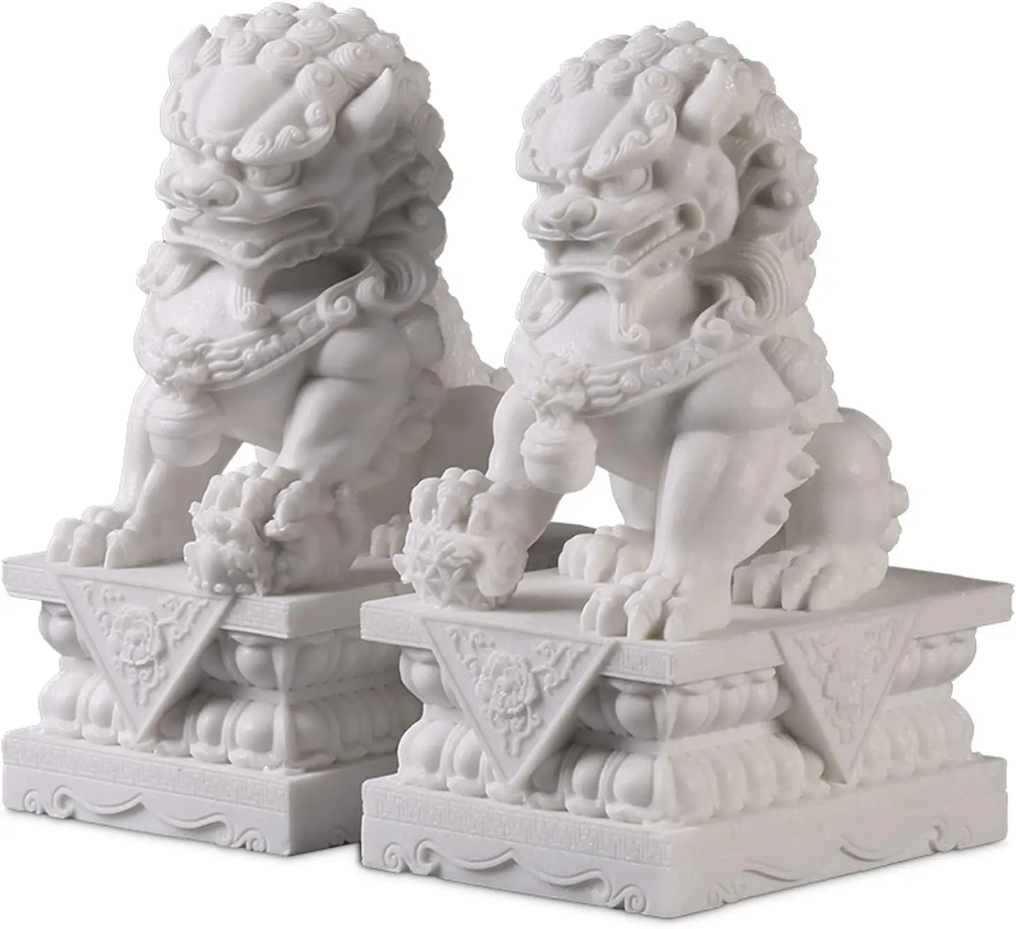 Large Size Foo Dog Statues Pair,Asian Feng Shui Stone Guardian Lions,7.9in | Home Outdoor Decor for Entrance,Housewarming Congra