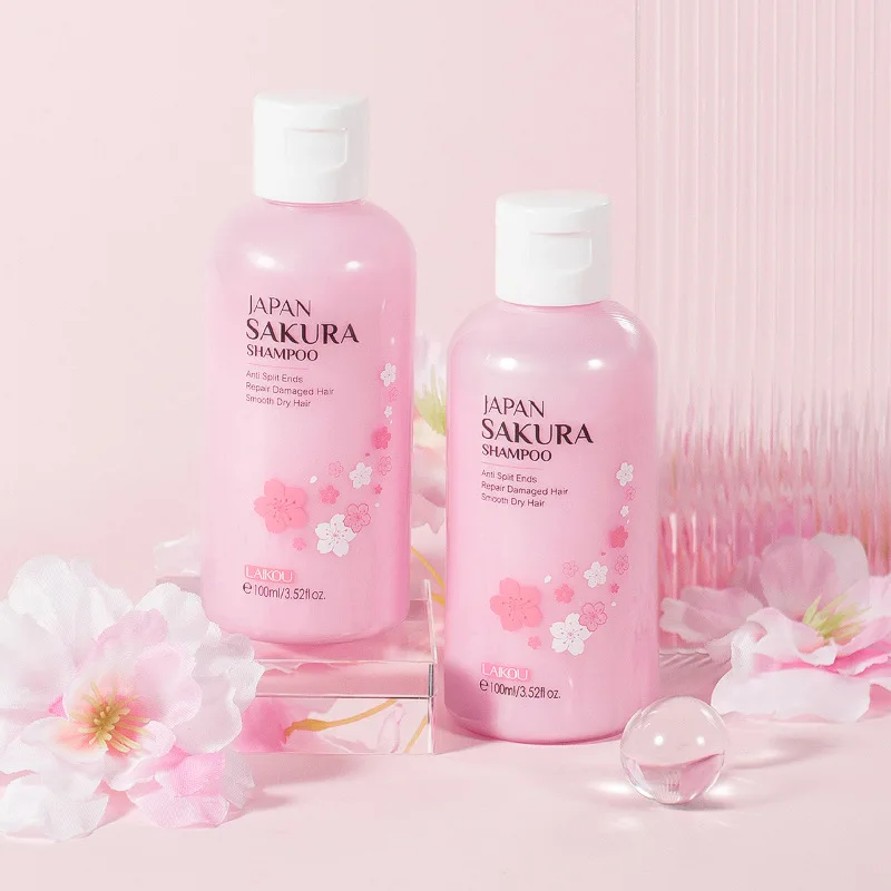 Laikou Portable Japan Sakura Shampoo Hair Colour Cleansing Care Head And Shoulders Refreshing Fragrance Extract Bulk Shampoo