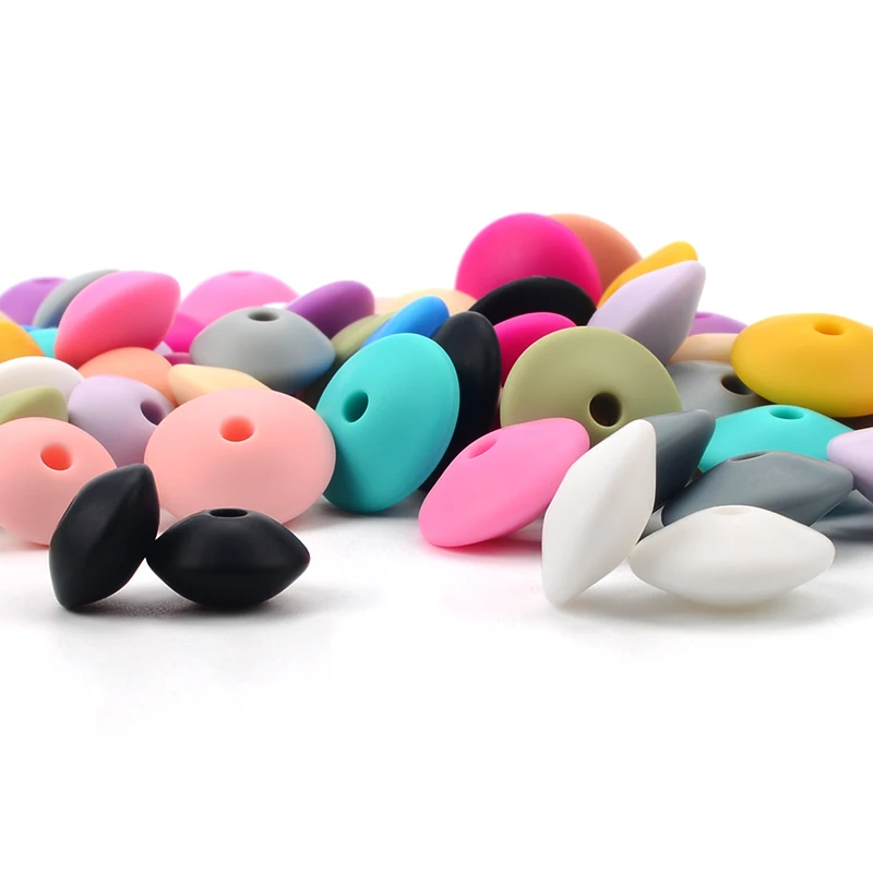 LOFCA Wholesale 200pcs/lot Silicone Lentil Beads 12mm Loose BPA Free DIY Jewelry Necklace Bracelet Accessories