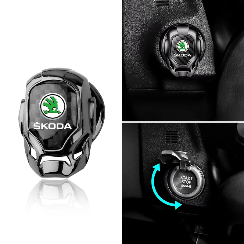 Car One-Click Start Buttons Protective Cover Decoration for Skoda Octavia A5 A7 Fabia 1 Superb Kamiq Rapid Yeti Citigo S Kodiak