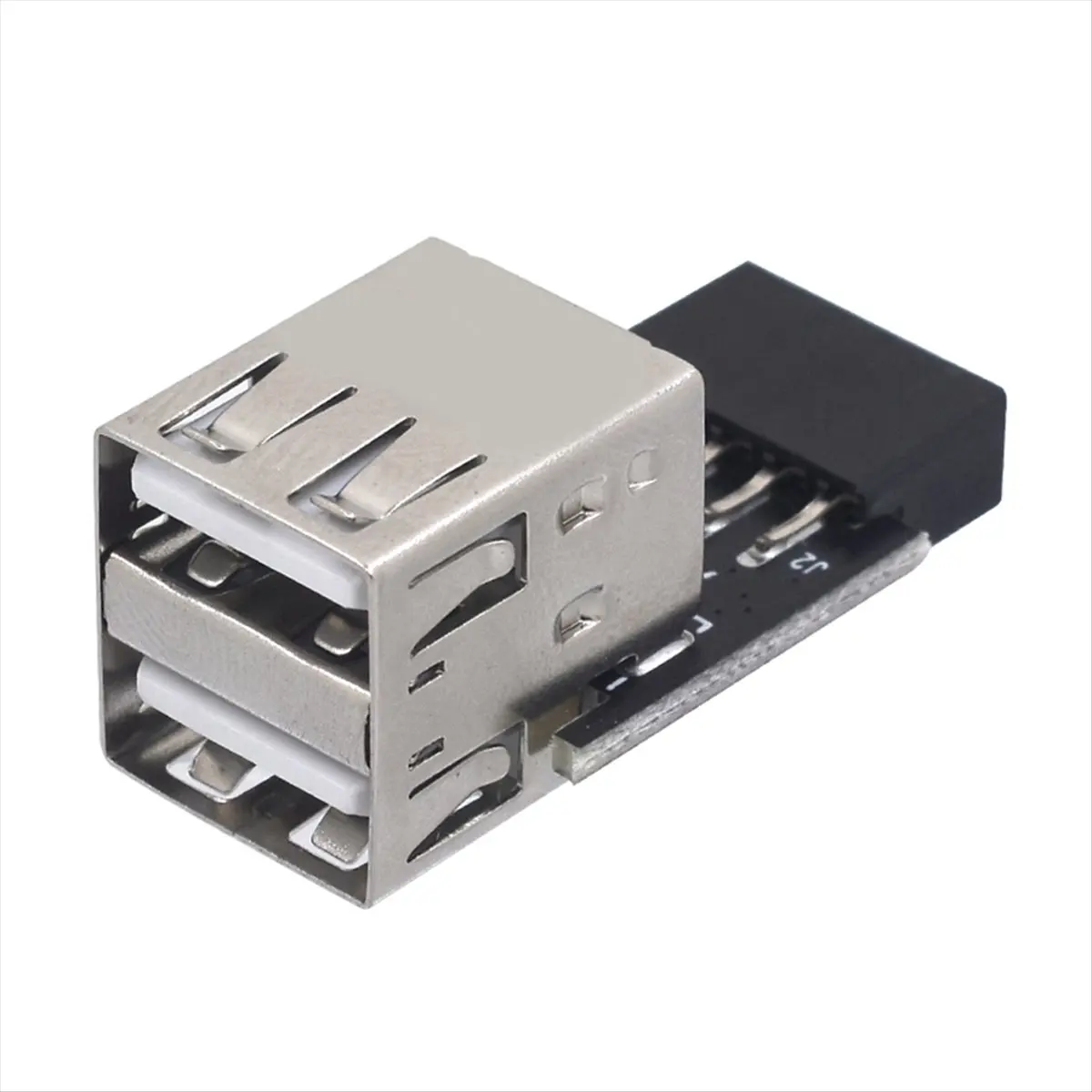 A46U 9Pin to 2 Port USB Adapter Connector PC Internal Motherboard 9Pin to USB2.0 Type A Female Converter for Desktop Computer