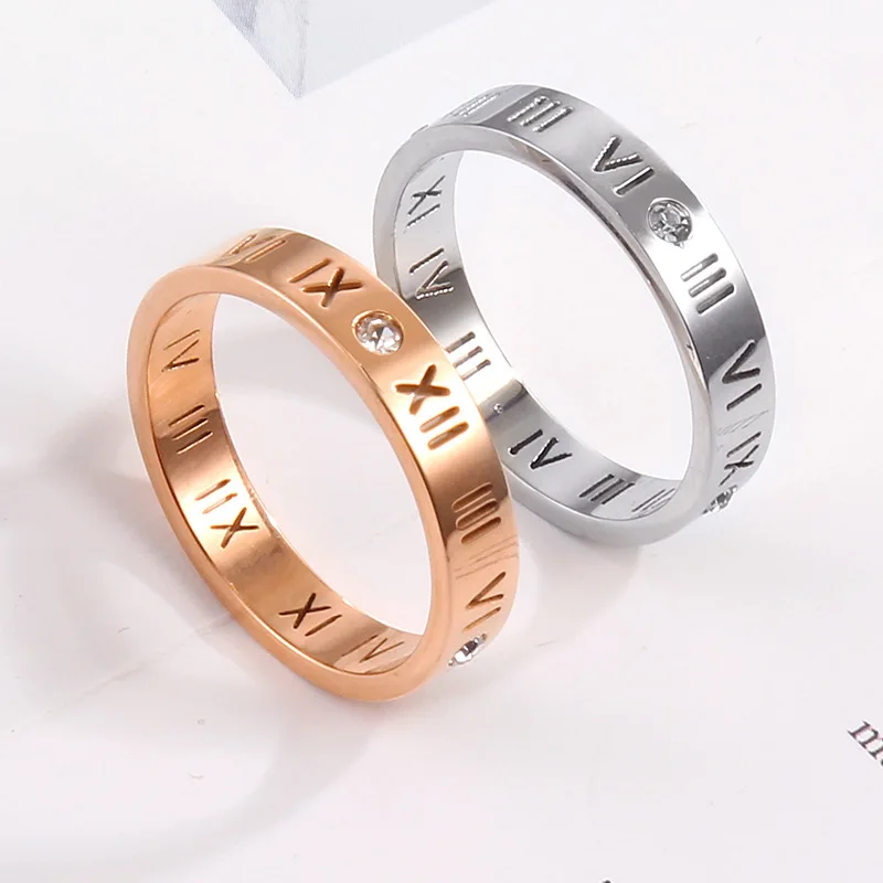 4mm Trendy Stainless Steel Love Ring for Women Men Couple CZ Crystal Rings Luxury Jewelry Wedding Gift