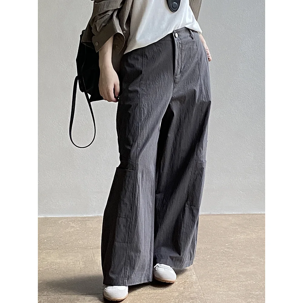 FANAN Women High Waist Multi‑Pocket Cargo Wide Leg Pants Loose Casual Streetwear Baggy Straight Trousers Autumn Winter New