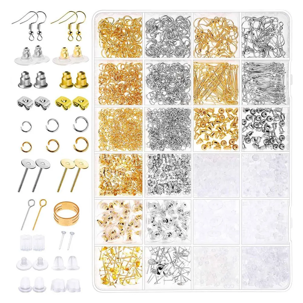 

1 Set Diy Earring Kit Studs Hooks Plugs Jewelry Craft Accessories Ear Backs Necklace Making Tools Earring Making Accessories