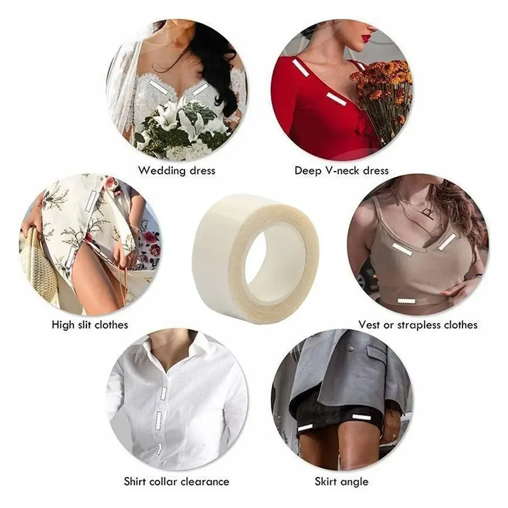 Double Sided Safety Body Tape, 5 Meters, Transparent Underwear Tape, Bra, Medical Waterproof Tape, Anti Reflective Sticker