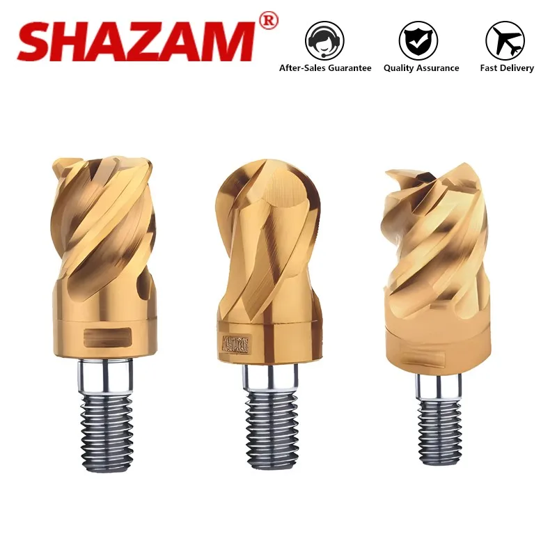 

SHAZAM HRC65 Tungsten Steel Hardness 4-Flute Lock Tooth End Milling Cutter Head For Steel Interchangeable Internal Thread Cutter