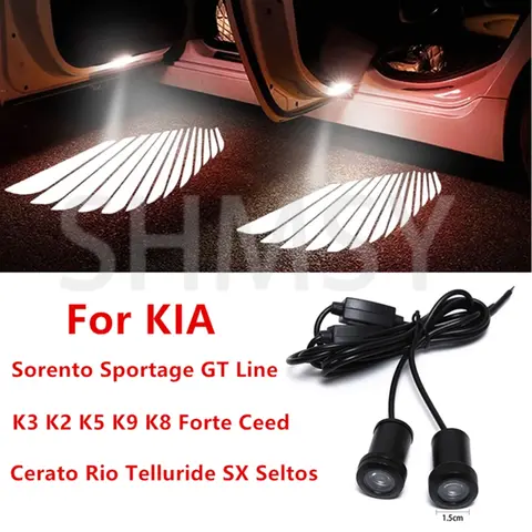 LED 자동차 도어 라이트 천사 날개 프로젝터 램프 KIA Sportage Sorento K3 K2 K5 K9 KX3 Forte Ceed Cerato RIO Optima Soul Seltos