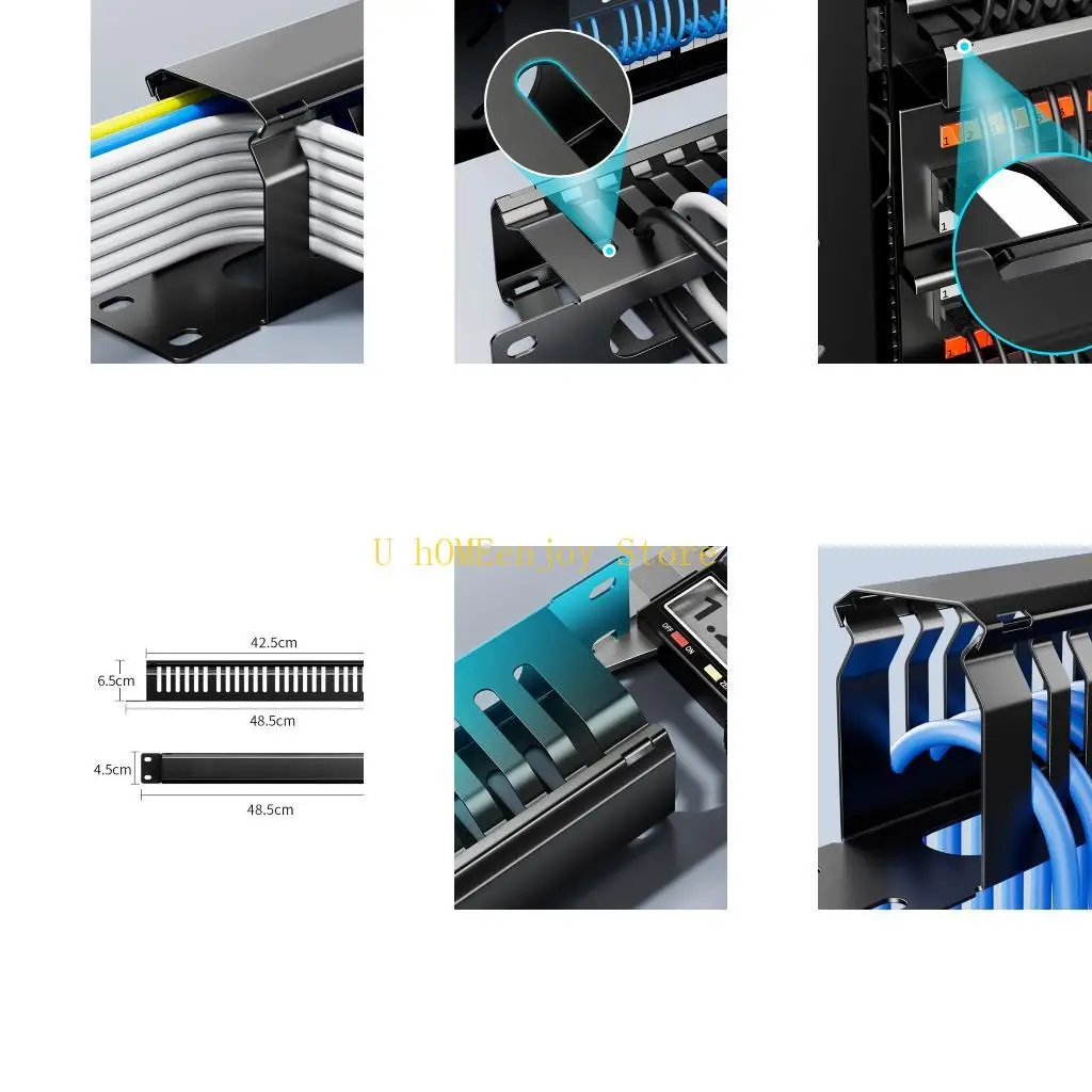 B0KF Modular 24 Way 48 Port IT Infrastructure Rack Mount Cable Panel 19Inch Heavy Duty