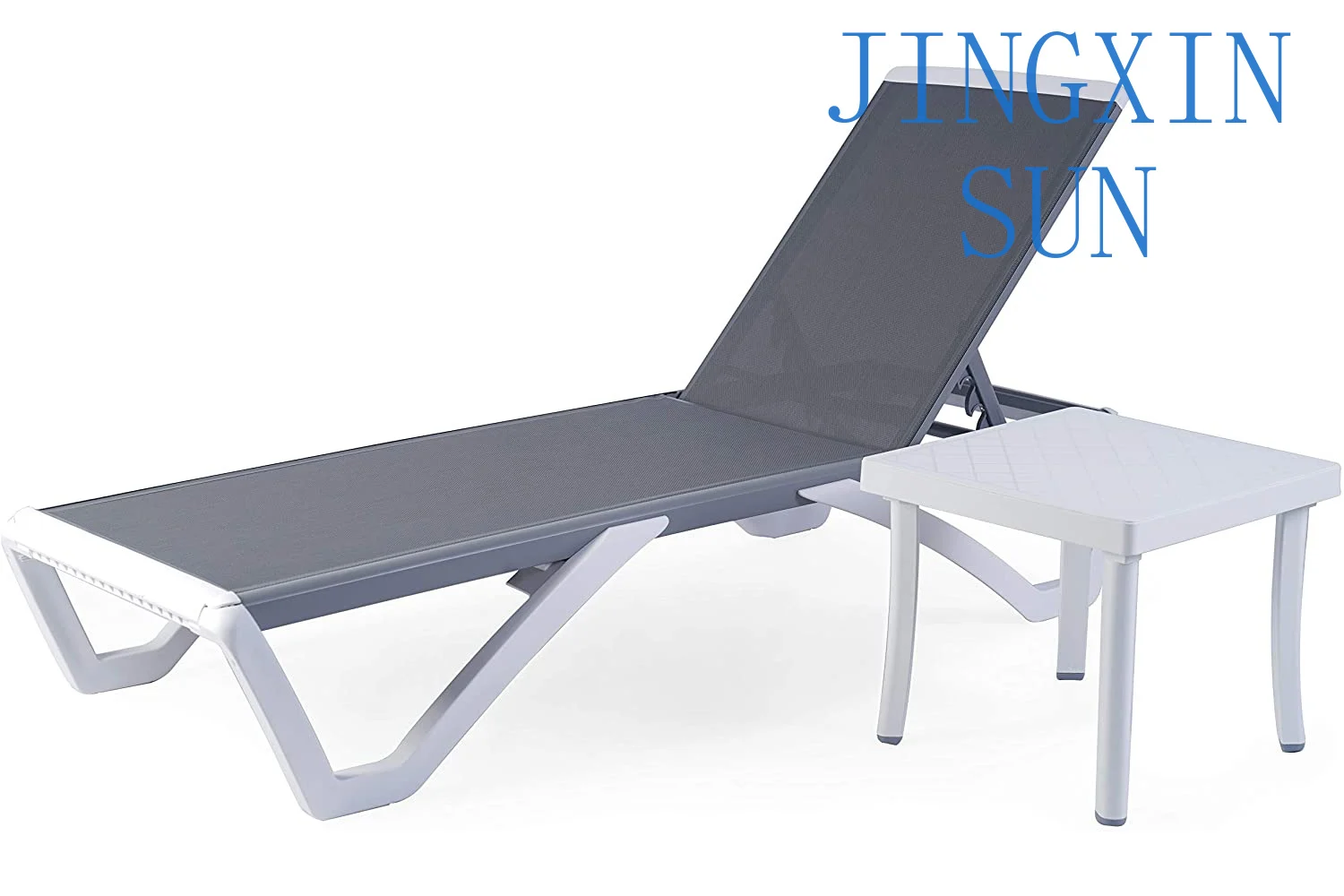 Adjustable Reclining Sun Lounge With Table Outdoor Patio Plastic Frame Garden Pool Hotels Living Room Park Industrial Use