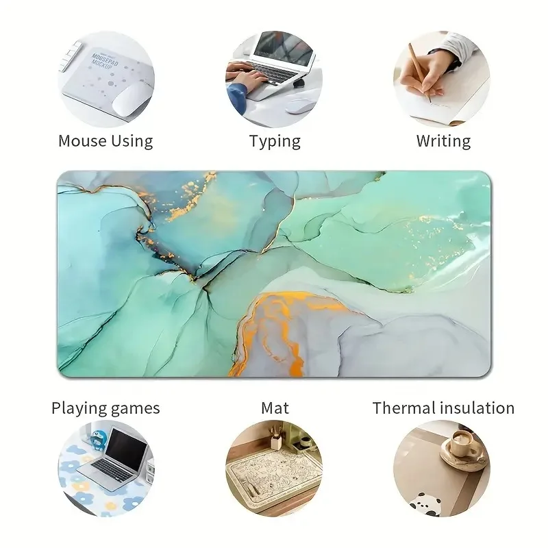 Light Green Marble Pattern Large Gaming Mouse Pad Computer HD Keyboard Mouse Pad Desk Pad