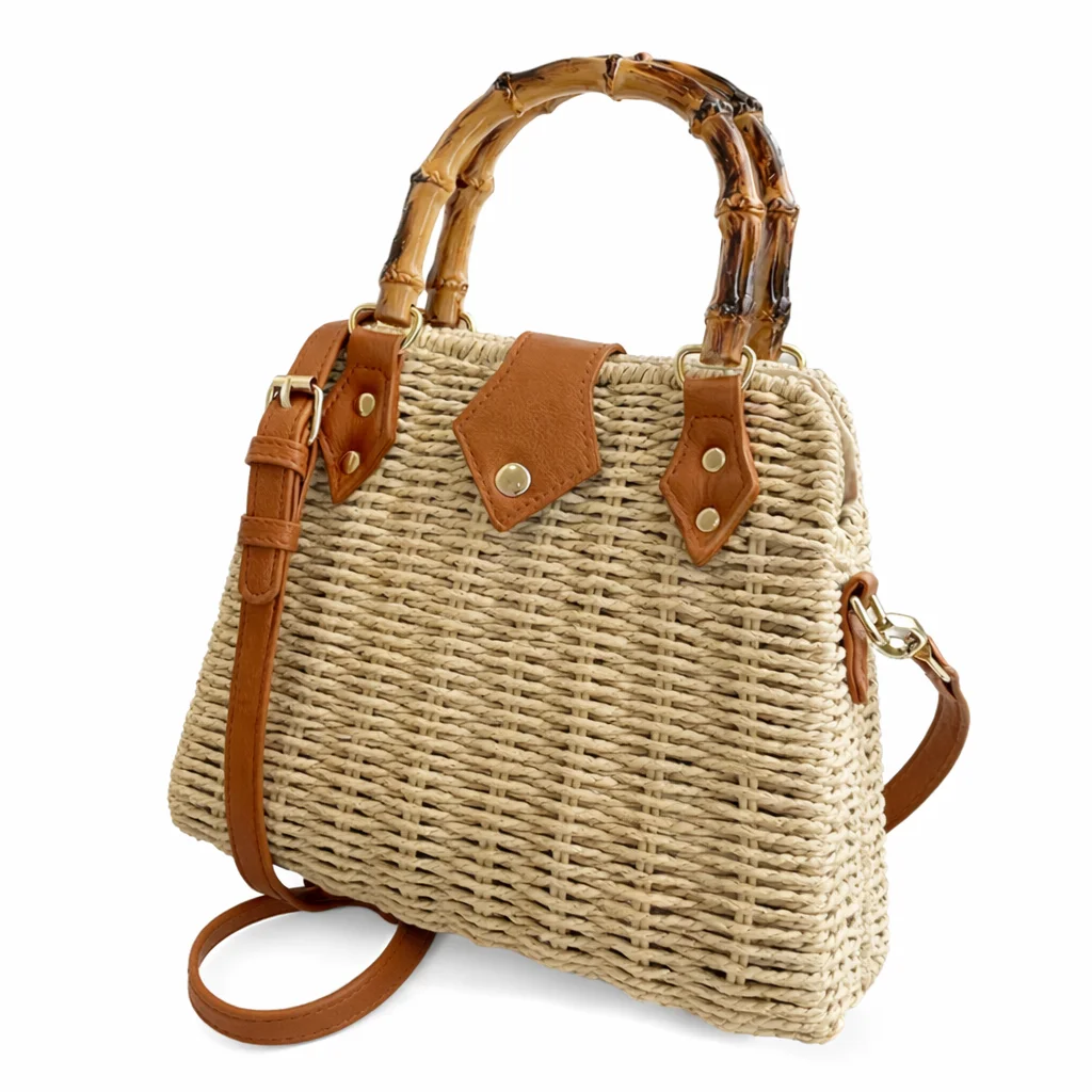 

Соломенные сумки для женщин, ручной работы, плетеные сумки-тоут – летние соломенные сумки с бамбуковой ручкой – соломенная сумка через плечо с кожаным ремешком, пляжная сумка в стиле бохо