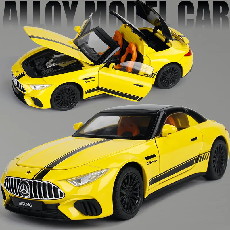 

1:22 Mercedes Benz AMG SL63 Supercar Alloy Scale Model Car Diecast Metal Vehicle Sound Light Collectible Children Toy Gifts