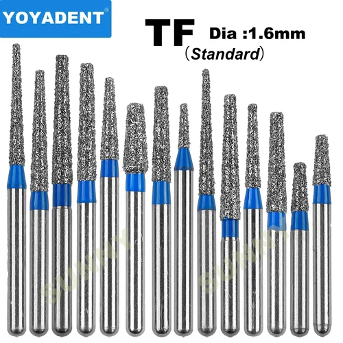 Imagen 2 del producto Fresas dentales de diamante tipo TF, taladros de odontología, fresas dentales para pieza de mano de alta velocidad, herramientas de dentista Dia.1.6mm10 unids/pack