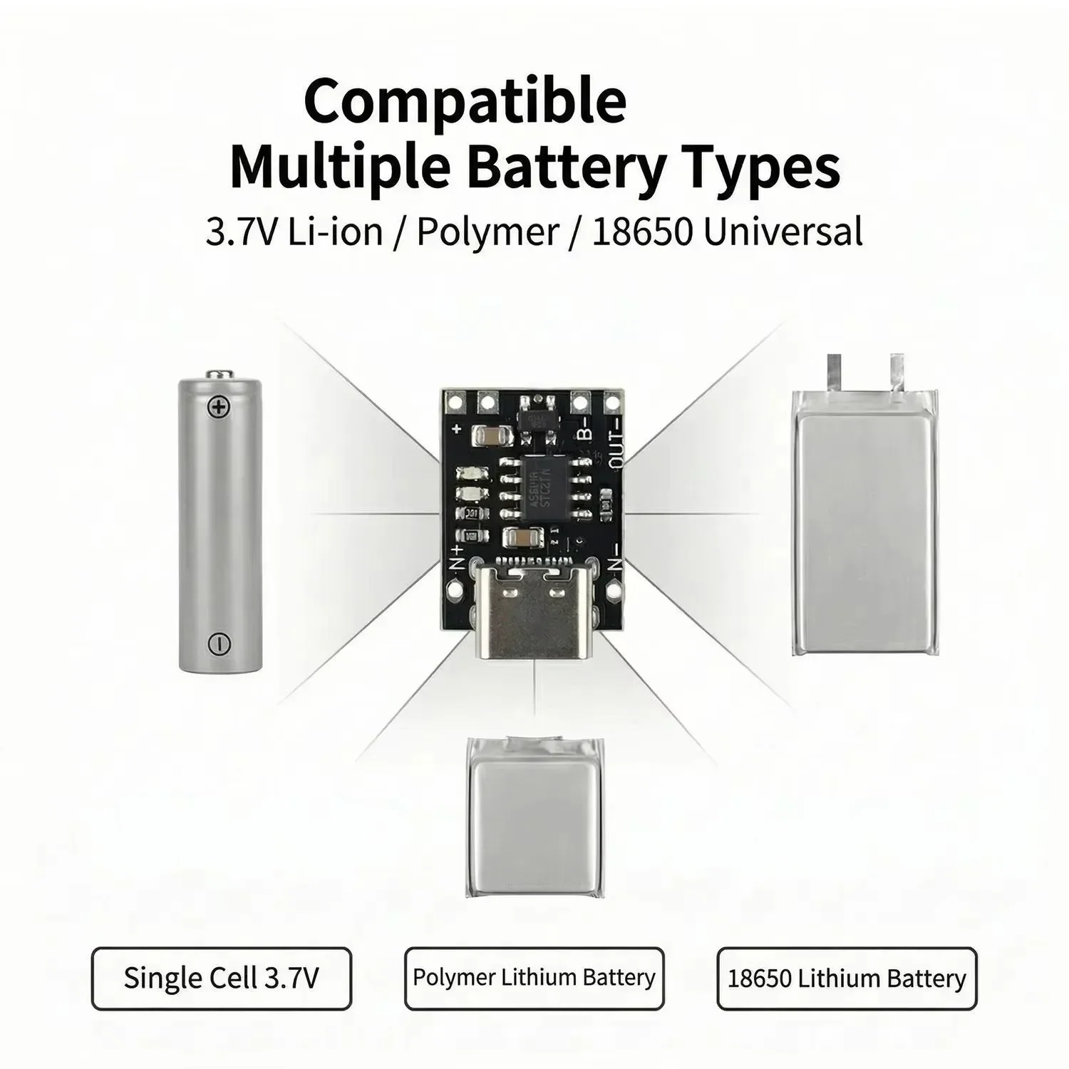 Type-C Charging Board with Protection Circuit USB C Interface Charging Module 3.7V-4.2V 18650 Li-ion Battery DIY Projects
