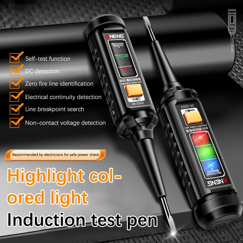 B15 Induction Teste Pen AC25-250V Highlight Color Light Professional AC Voltage Detection Electrician Screwdriver Testing Tools