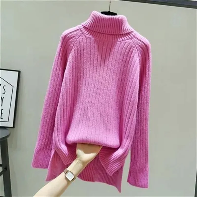 Fashion Cashmere Turtleneck Sweater Women 2024 New Autumn Winter Pullover Jumper Pull Femme Streetwear Casual Knitted Sweater