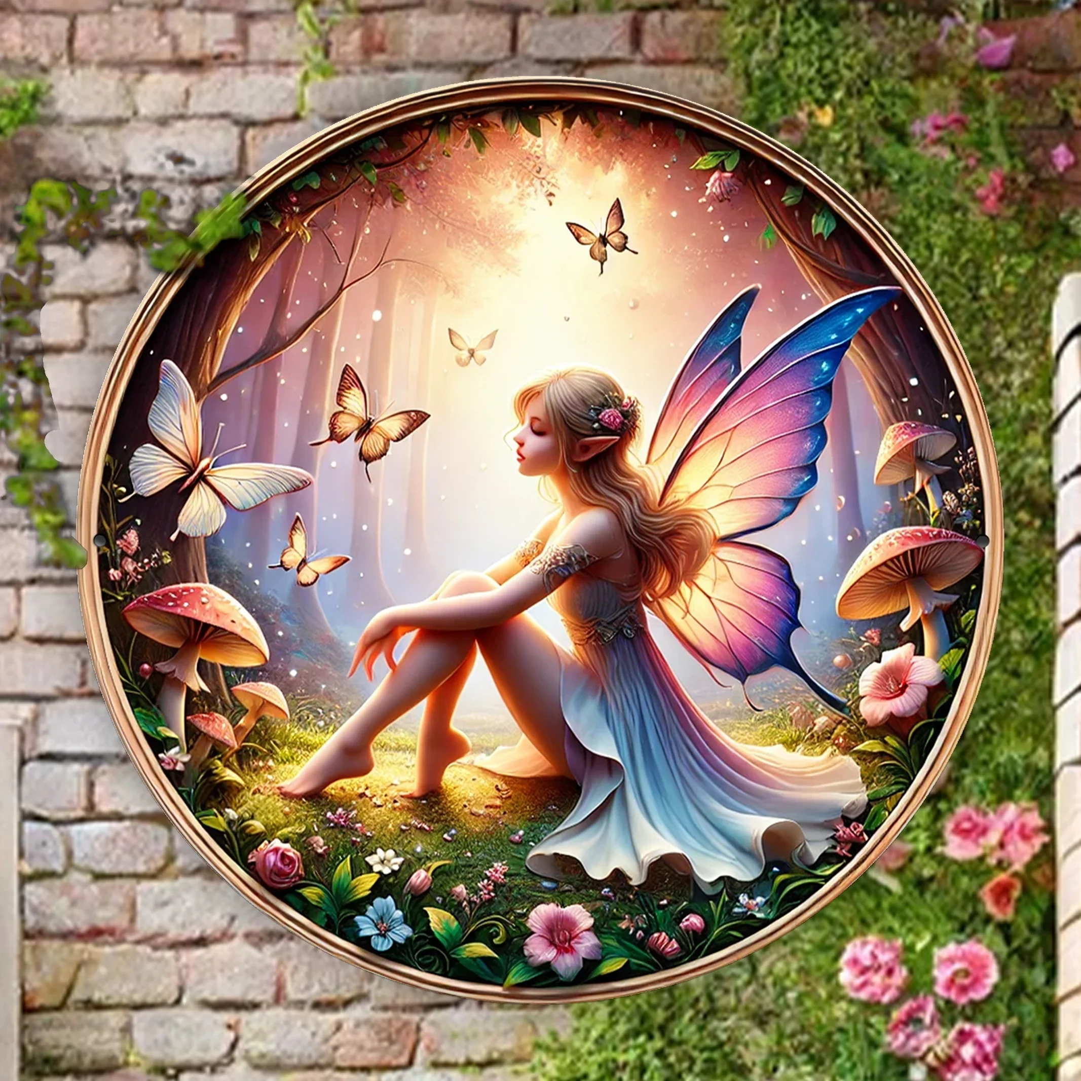 

Enchanting Fairy and Butterfly Design 8 Inch Round Aluminum Sign - Waterproof and Weatherproof - High-Quality Print