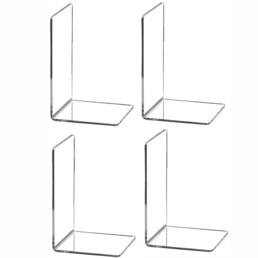 

4pcs Clear Book Ends for Heavy Books, Acrylic Book Shelf Organizer for Desk, Plastic Heavy Duty Book Holders Stand and Invisibl