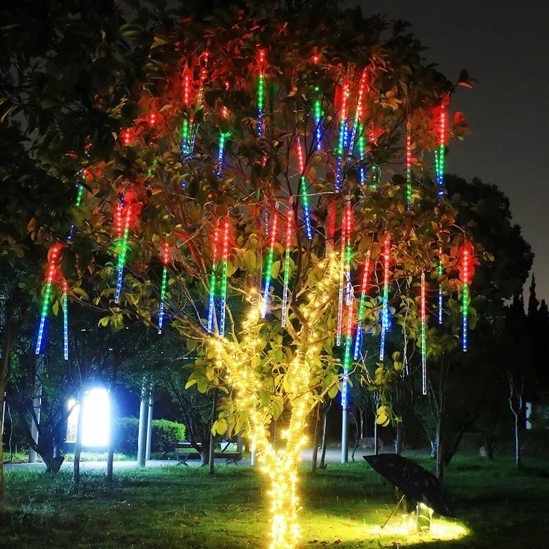 30/50CM LED Meteor Shower Luci a pioggia Spina USB Goccia di pioggia che cade Fata Luce della stringa per la festa di Natale Decorazione del patio