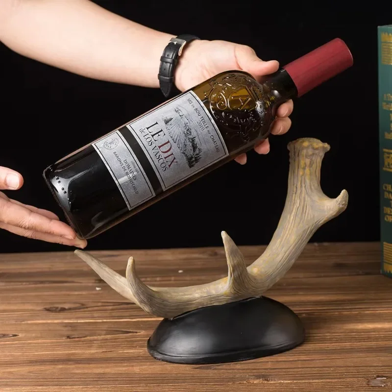 

Animal shaped beverage cabinet home decoration creative classic deer antlers red wine rack
