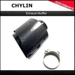 Glossy Exhaust Pipe Car Universal Exhaust Systems Stainless Steel Carbon Tailpipe Outlet 130MM For Akrapovic Nozzles Muffler Tip