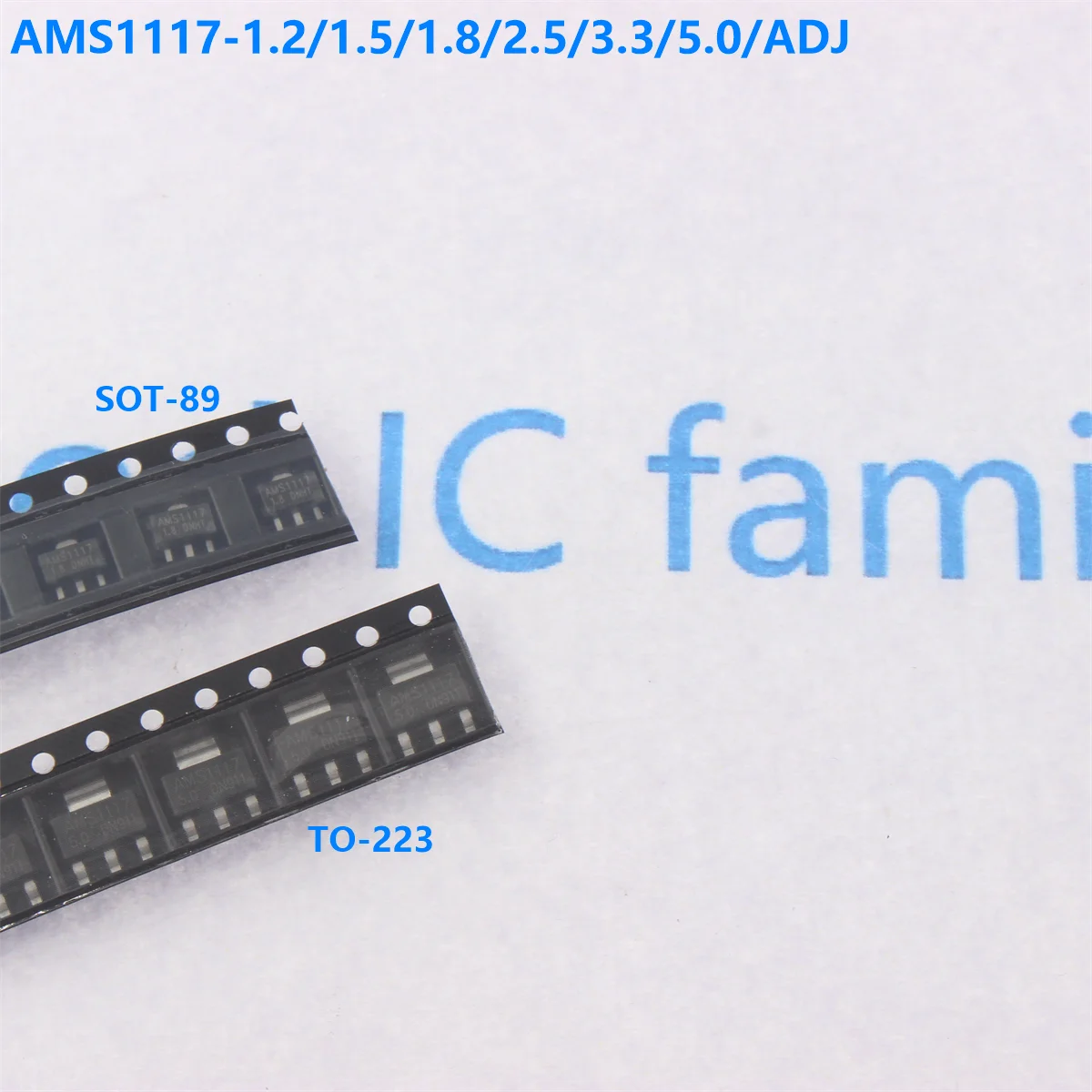 10pcs AMS1117 3.3V 5V 1A SOT-89 AMS1117-3.3S AMS1117-5.0S SOT89 sot223 Low Dropout Linear Voltage Regulator LDO IC Chip