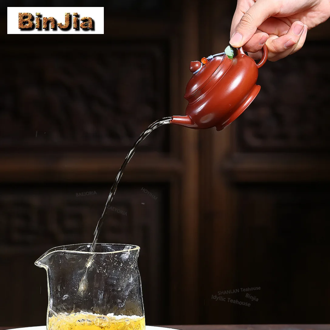 BAEJORIA 130ml Vintage Yixing Purple Clay Teapots Handmade Laughing Sakura Pot Raw Ore Dahongpao Mud Kettle Zisha Tea Set