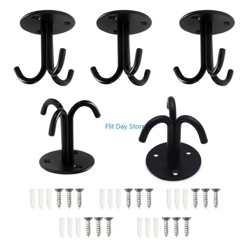 F92C 5Pcs Stainless Steel Triple Hook Ceiling Mounting Hardware for Lanterns Net