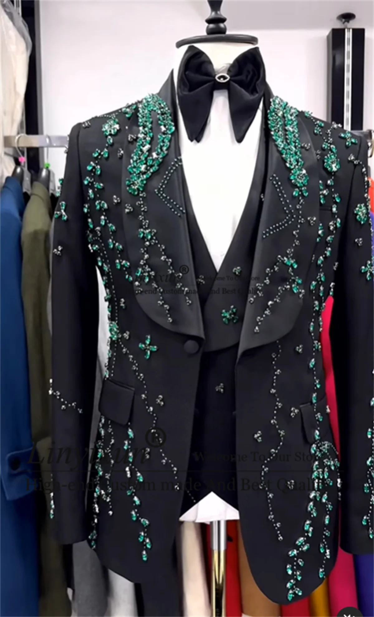 

Формальные мужские костюмы с шалью и лацканами, роскошные ювелирные украшения, смокинг жениха, индивидуальные мужские вечерние пиджаки, комплекты из 3 предметов, trajes para hombre