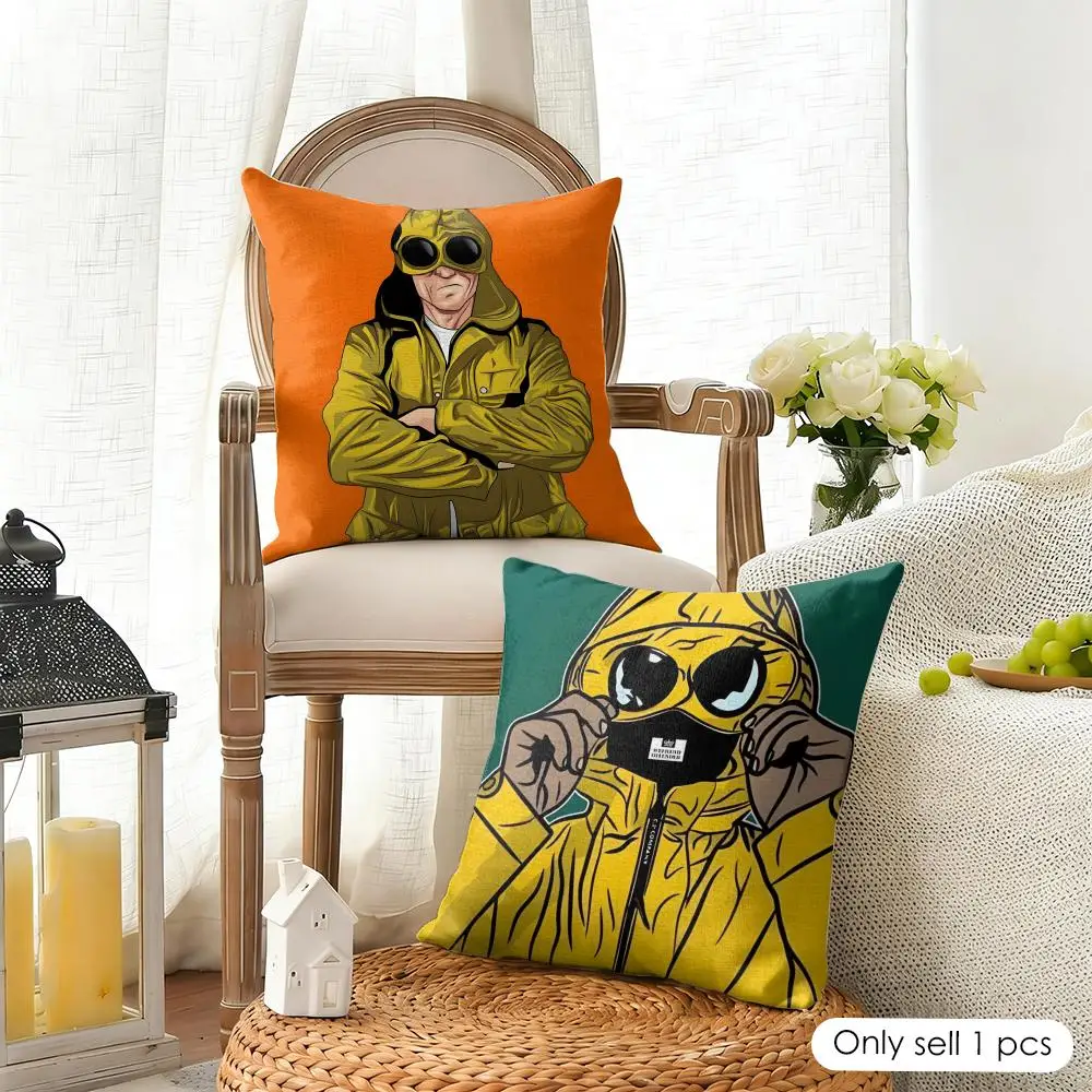 C-CP C-company Logo Cushion Cover Organic Linen Square Pillow Case Durable Non-Allergenic And Kind To Skin