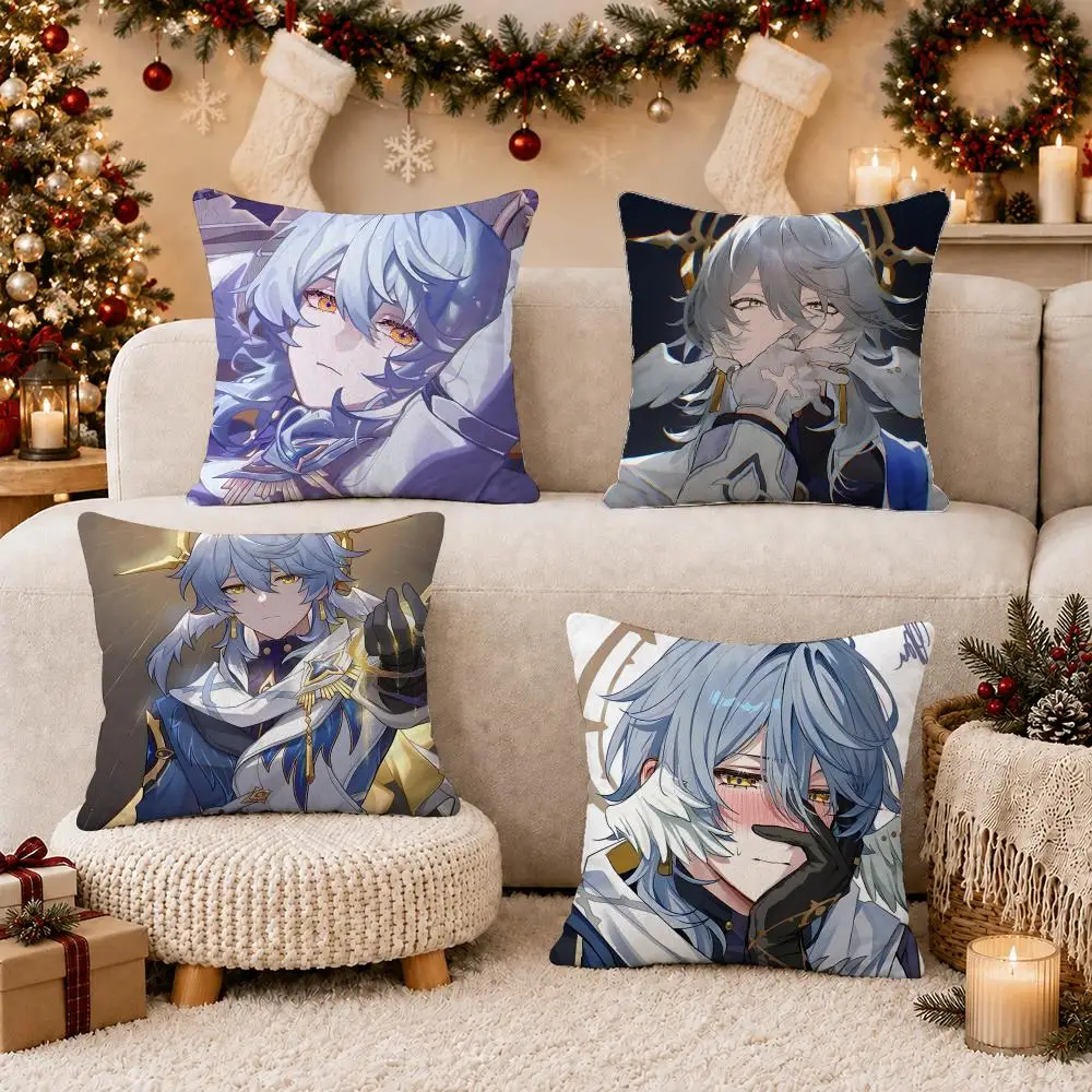 Game H-Honkai: Star Rail Sunday Cushion Cover Soft Short Plush Pillow Case Cushion Cover for Living Room Sofa Decor