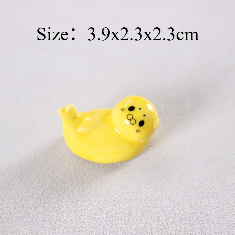 1 PC Cute Seal Chopstick Rest Sea Lion Pen Holder Ceramic Craft Ornament For Home Fish Tank Decor Creative Animal Figurines Gift