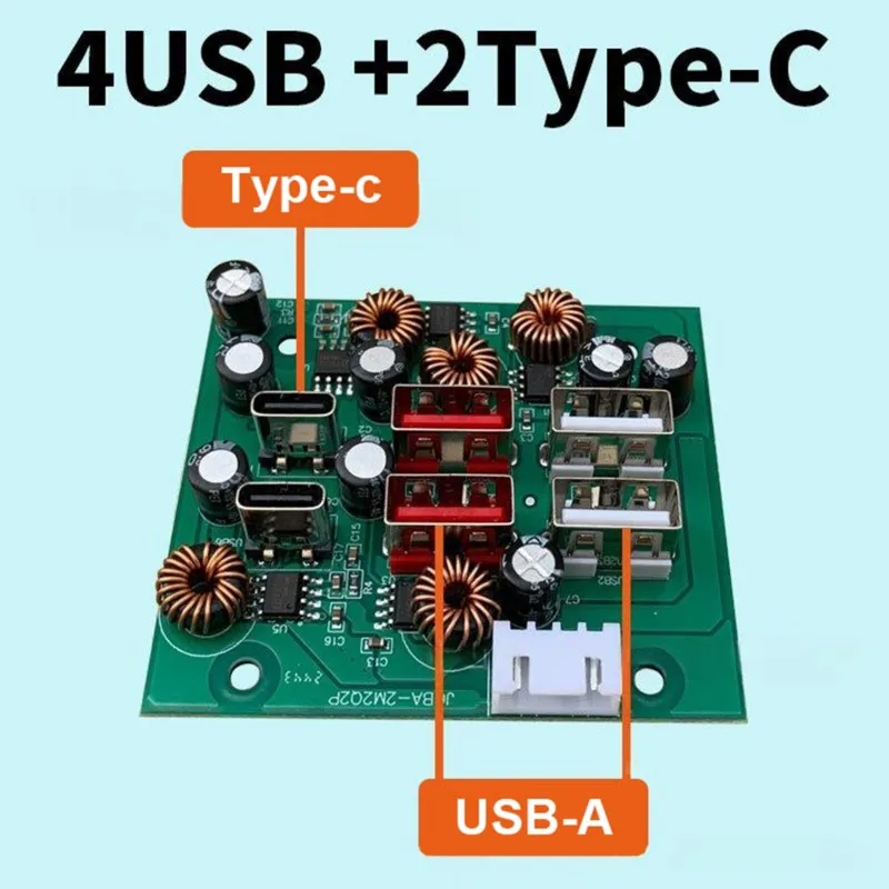 ABGI-Lade-Power-Mod 4USB mit 2 Typ-C PD-Schnellladeplatinen, USB-Schnelllade-Lithium-Batterie-Energiespeicher-Stromversorgung – Detail 6