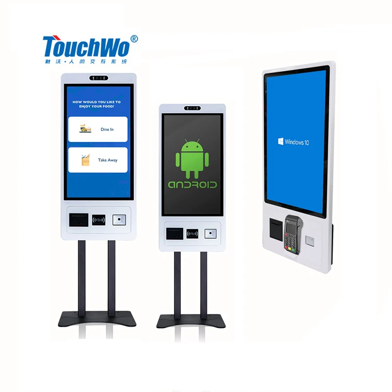 Aanpasbare zelfkaskioskmachine Android-touchscreenkiosk met camera en A4-printer